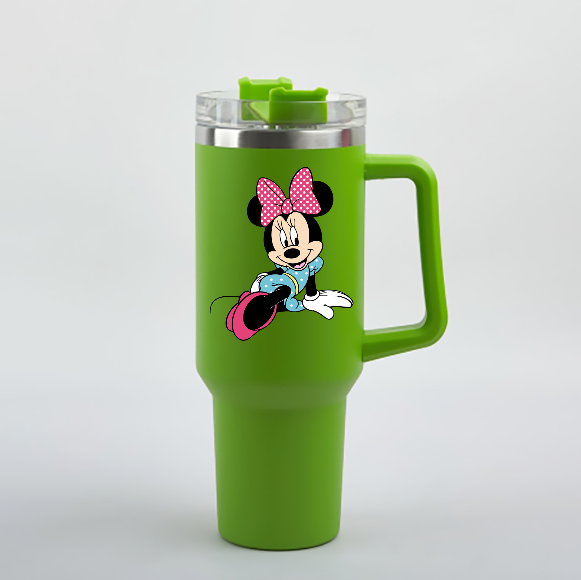 （画像用） ミッキーマウス Mickey Mouse 1200mL車用タンブラー - クリスタルステッカー（プラスチックストロー付き）